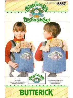 Butterick 6662 Cabbage Patch Kids Doll Carrier Vintage 1984 Uncut Sewing Pattern